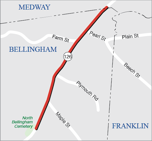 BELLINGHAM: ROADWAY REHABILITATION OF ROUTE 126 (HARTFORD ROAD), FROM 800 FEET NORTH OF THE I-495 NB OFF RAMP TO MEDWAY LINE, INCLUDING B-06-017